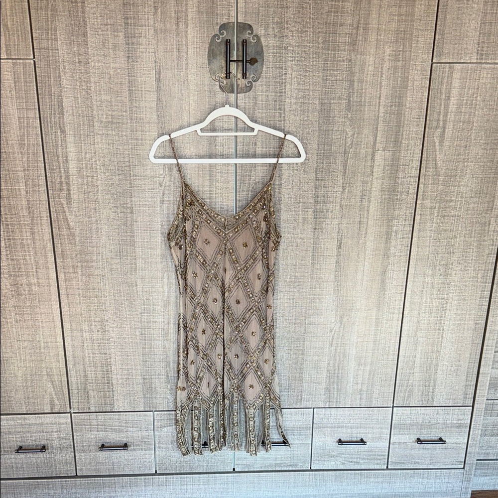 Zara Gold‎ Embroidered Tull Dress